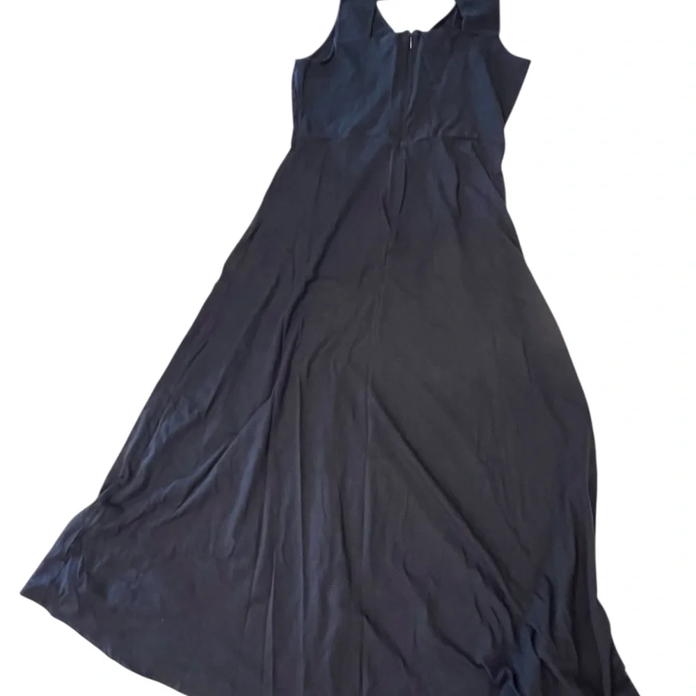 Talbots Navy Blue Sleeveless Empire Waist‎ Maxi Dress Knit Back Cut Out Small